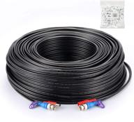 🎥 300ft loocam all-in-one bnc video and power cable for cctv security camera, extension coaxial cable with bnc video and power connectors copper braid shielded wire for surveillance camera system (black) logo
