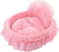 👑 wysbaoshu princess pet bed with bow-tie and lace, cute cat dog bed (small, pink) logo