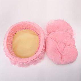 img 1 attached to 👑 WYSBAOSHU Princess Pet Bed with Bow-Tie and Lace, Cute Cat Dog Bed (Small, Pink)