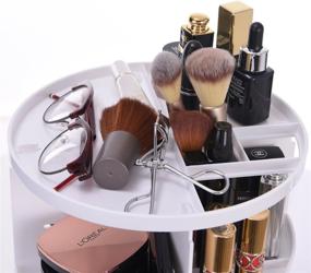 img 2 attached to 🔄 360° Rotating Makeup Organizer: Adjustable Cosmetic Storage Box with Large Capacity for Toner, Creams, Makeup Brushes, Lipsticks, and More!