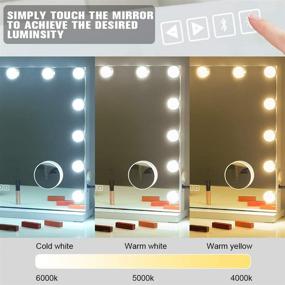 img 3 attached to 💄 FENCHILIN Large Vanity Mirror: Bluetooth Speaker & Hollywood Lights with Dimmable LED Bulbs for Dressing Room & Bedroom, Tabletop or Wall-Mounted