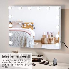 img 1 attached to 💄 FENCHILIN Large Vanity Mirror: Bluetooth Speaker & Hollywood Lights with Dimmable LED Bulbs for Dressing Room & Bedroom, Tabletop or Wall-Mounted