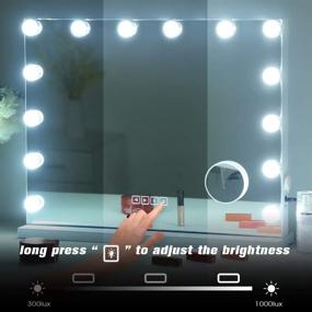 img 2 attached to 💄 FENCHILIN Large Vanity Mirror: Bluetooth Speaker & Hollywood Lights with Dimmable LED Bulbs for Dressing Room & Bedroom, Tabletop or Wall-Mounted