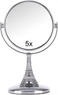🔍 yavocos mini travel makeup desk table mirror | double sided 5x magnifying metal compact | 360 degree rotation stand | cosmetic mirror makeup tools (3.7 x 5.9'') logo
