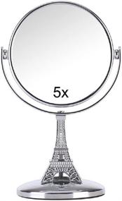 img 1 attached to 🔍 YAVOCOS Mini Travel Makeup Desk Table Mirror | Double Sided 5X Magnifying Metal Compact | 360 Degree Rotation Stand | Cosmetic Mirror Makeup Tools (3.7 X 5.9'')