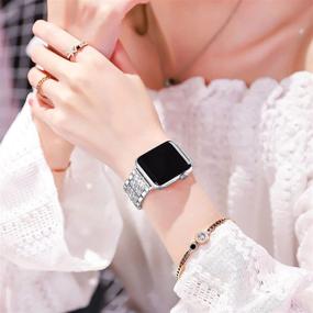 img 1 attached to 💎 Стильные и регулируемые блестящие браслеты для Apple Watch SE Series 6/5/4/3/2/1 - Совместимые с 38 мм, 40 мм, 42 мм и 44 мм iWatch - нарядный металлический браслет