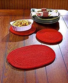 img 2 attached to 🔥 Stylish Set of 3 Red Fabric Trivets: Heat-resistant Mats for Ultimate Protection and Versatility