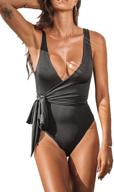 👙 stylish chyrii women's one piece color block wrap v neck swimsuit with tie knot - trendy bathing suit for a chic look logo