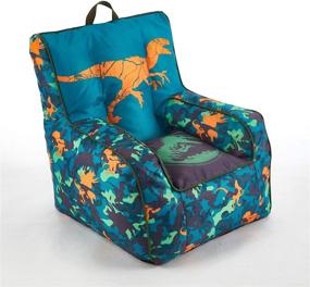 img 4 attached to Jurassic World 2 Kids Nylon Bean Bag Chair: Blue, Piping, Top Carry Handle | 18"H x 18"W