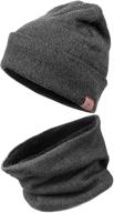 ❄️ winter beanie hats scarf set: thermal warm knit hat and neck warmer with thick fleece lining for men & women logo