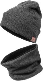 img 4 attached to ❄️ Winter Beanie Hats Scarf Set: Thermal Warm Knit Hat and Neck Warmer with Thick Fleece Lining for Men & Women