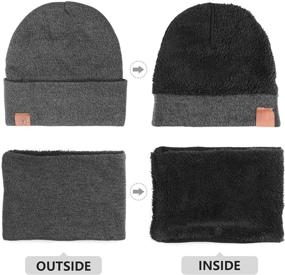 img 2 attached to ❄️ Winter Beanie Hats Scarf Set: Thermal Warm Knit Hat and Neck Warmer with Thick Fleece Lining for Men & Women
