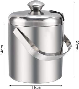 img 2 attached to 🧊 Ice Buckets with Stainless Steel Ice Tongs: Premium Double Wall Ice Bucket with Lid - Ideal Silver Ice Wine Chiller for Bar Parties & Camping