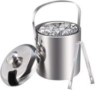 🧊 ice buckets with stainless steel ice tongs: premium double wall ice bucket with lid - ideal silver ice wine chiller for bar parties & camping logo