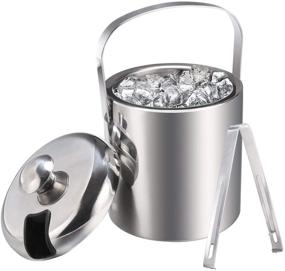 img 4 attached to 🧊 Ice Buckets with Stainless Steel Ice Tongs: Premium Double Wall Ice Bucket with Lid - Ideal Silver Ice Wine Chiller for Bar Parties & Camping