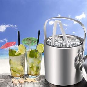 img 3 attached to 🧊 Ice Buckets with Stainless Steel Ice Tongs: Premium Double Wall Ice Bucket with Lid - Ideal Silver Ice Wine Chiller for Bar Parties & Camping