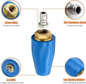 img 3 attached to 💦 PENSON &amp; CO. TBN-0040-BL 4.0 GPM Turbo Rotary Rotating Nozzle for Pressure Washer 1/4&#34; Quick Connect 5000PSI, Blue