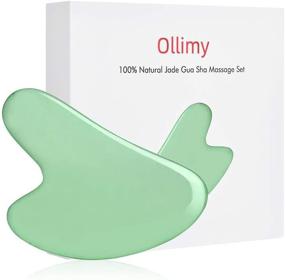 img 4 attached to 🌸 Инструменты для лица Gua Sha: Ollimy натуральный нефрит и розовый кварц для массажа лица и тела, подтяжки и релаксации!