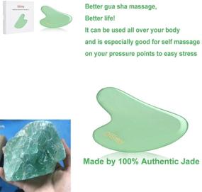 img 2 attached to 🌸 Инструменты для лица Gua Sha: Ollimy натуральный нефрит и розовый кварц для массажа лица и тела, подтяжки и релаксации!