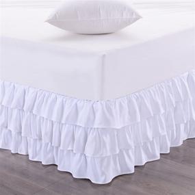 img 1 attached to 🛏️ Waterfall Bed Skirt by Sweet Home Collection - Unique Three Ruffled Tier Layer Design with 14" Drop - King Size in White