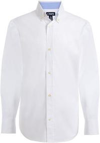 img 3 attached to 👕 Solid Button-Down Woven Shirt - Chaps Boys' Long Sleeve