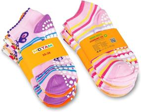 img 1 attached to Набор красочных хлопковых носков - 12 пар носков на щиколотку и антискользящиеся носки для мальчиков, девочек, мужчин и женщин от MC.TAM