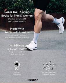 img 3 attached to 🏃 Rockay Razer Trail Running Socks for Men & Women | Cushioned, Crew Cut, Arch Support | 100% Recycled, Anti-Odor (1 Pair)