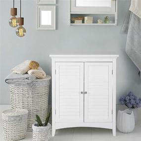 img 3 attached to White Glancy Freestanding Floor Cabinet with 2 Shutter Doors: Ideal Home Storage for Bathroom, Kitchen, and Living Room with 2 Adjustable Inner Shelves