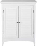 white glancy freestanding floor cabinet with 2 shutter doors: ideal home storage for bathroom, kitchen, and living room with 2 adjustable inner shelves logo