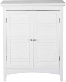 img 4 attached to White Glancy Freestanding Floor Cabinet with 2 Shutter Doors: Ideal Home Storage for Bathroom, Kitchen, and Living Room with 2 Adjustable Inner Shelves