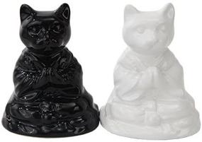 img 4 attached to 🐱 Zen-Inspired Buddha Cats: Magnetic Salt & Pepper Shakers in Elegant Ceramic"