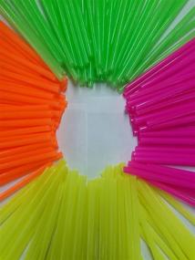 img 1 attached to 🌈 Wow Plastic Disposable Plastic Drinking Straws - 250 Count, Neon-Colored Straws for Vibrant Sipping Experience!