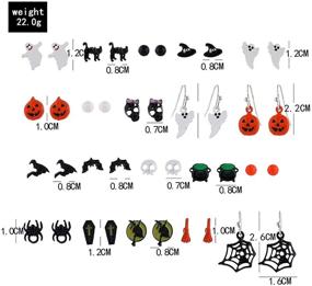 img 3 attached to Hypoallergenic Halloween Stud Earrings for Girls: Cute Cat, Bat, Pumpkin, Spider, Ghost, Witchy Skull, Skeleton Dangle Earrings Pack. Holiday Earrings Studs for Women & Girls