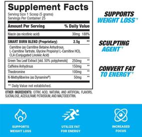 img 3 attached to BPI Sports Smart Burn | Powerful Weight Loss Formula | Burn Fat, Boost Energy | Carnitine, CLA, Green Tea, Caffeine, Theobromine, Dynamine | For Men & Women | No Artificial Colors | Fruit Punch Flavor | 25 Servings | 4.4 oz