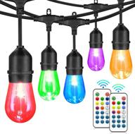 🌟 commercial grade dimmable outdoor patio lights, rgb cafe string lights - 48ft with 18 shatterproof edison bulbs (e26), perfect for bistro, backyard, garden - includes 2 remote controllers логотип