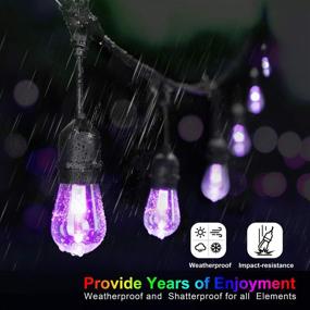 img 3 attached to 🌟 Commercial Grade Dimmable Outdoor Patio Lights, RGB Cafe String Lights - 48FT with 18 Shatterproof Edison Bulbs (E26), Perfect for Bistro, Backyard, Garden - Includes 2 Remote Controllers