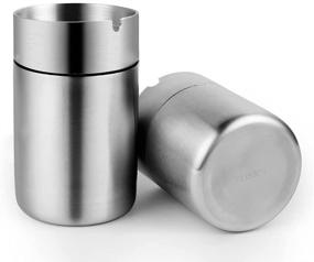 img 4 attached to 🚬 Lyricall Ashtray: Premium Windproof Stainless Steel Car Ashtray - Large Silver Cigarette Ashtray for Outdoor Use