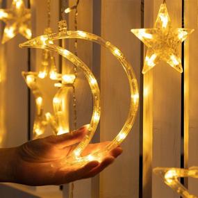 img 3 attached to 🌞 Innovative Solar Star Moon String Lights Outdoor - 138 LED, 8 Lighting Modes, Remote-Controlled Waterproof Solar Powered Curtain Lights for Patio Garden Yard Gazebos Camping Holiday - Warm White