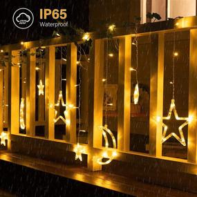 img 1 attached to 🌞 Innovative Solar Star Moon String Lights Outdoor - 138 LED, 8 Lighting Modes, Remote-Controlled Waterproof Solar Powered Curtain Lights for Patio Garden Yard Gazebos Camping Holiday - Warm White