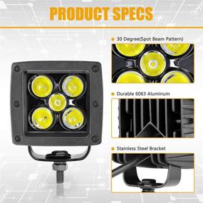 img 1 attached to 🚛 Niwaker 3 Inch 100W Spot LED Pods | Optimized CREE LED Work Light for Off-Road Driving | Square LED Light Bar with Waterproof Fog Lights | Ideal for Trucks, ATVs, UTVs, SUVs, and Boats | 2 Pack