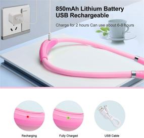 img 1 attached to TSINGREE LED Neck Book Light USB Rechargeable: Hands-Free, 4 Super Bright LED Bulbs, 3 📚 Adjustable Brightness - Perfect for Reading in Bed, Knitting, Walking, Jogging, and Mending in the Night (Pink)