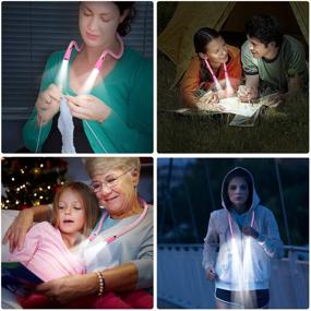 img 2 attached to TSINGREE LED Neck Book Light USB Rechargeable: Hands-Free, 4 Super Bright LED Bulbs, 3 📚 Adjustable Brightness - Perfect for Reading in Bed, Knitting, Walking, Jogging, and Mending in the Night (Pink)