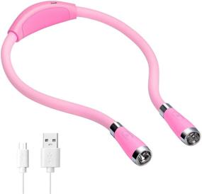 img 4 attached to TSINGREE LED Neck Book Light USB Rechargeable: Hands-Free, 4 Super Bright LED Bulbs, 3 📚 Adjustable Brightness - Perfect for Reading in Bed, Knitting, Walking, Jogging, and Mending in the Night (Pink)