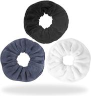 soft microfiber hair drying scrunchies: frizz-free terry cloth towel scrunchies for women and girls - thick fuzzy hair bands for wet and dry hair, ideal for bed, pool, and shower logo