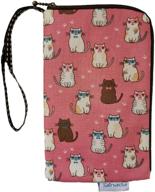 stylish women's phone wristlet wallet pouch - dual slot zipper purse for iphone xs max, xr, samsung s10, lg g8 & more (cats pattern pink) logo