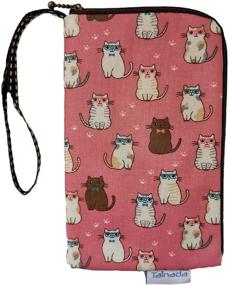 img 4 attached to Stylish Women's Phone Wristlet Wallet Pouch - Dual Slot Zipper Purse for iPhone Xs Max, XR, Samsung S10, LG G8 & More (Cats Pattern Pink)