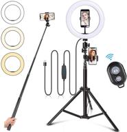 📸 enhance your selfies with the 10.2 inch selfie ring light & 63’’ tripod stand - ideal for live streaming, makeup, youtube videos, and tiktok! compatible with all phones! logo