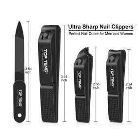 img 3 attached to 💅 Top Teng Nail Clippers Set: Sharpest Fingernail, Toenail, and Ingrown Nail Clippers with Nail File - Perfect Nail Cutter for Men and Women (Black)