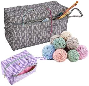 img 4 attached to 🧶 CHXIHome Yarn Storage Tote: The Ultimate Organizer for Crochet & Knitting Supplies - Portable and Handmade Sewing Supplies Storage with Divider