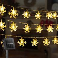 snowflake solar decorations lights - 50 led outdoor waterproof fairy lights with 8 lighting modes - 24.6 feet - ideal for wedding, party, tree, room, garden, patio, yard, home - warm white logo